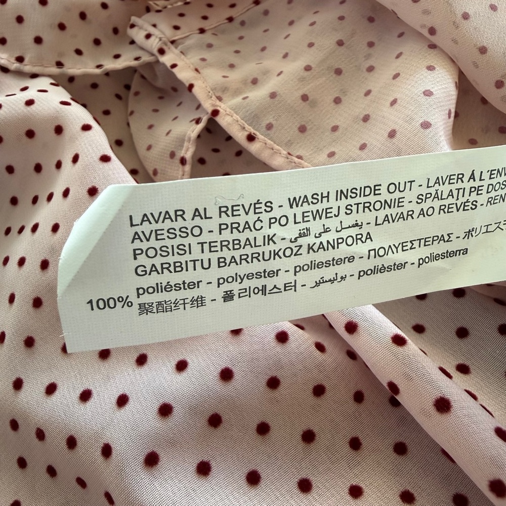 Zara Polka Dot Ruffled Button Down Blouse : Small - Picture 7 of 7